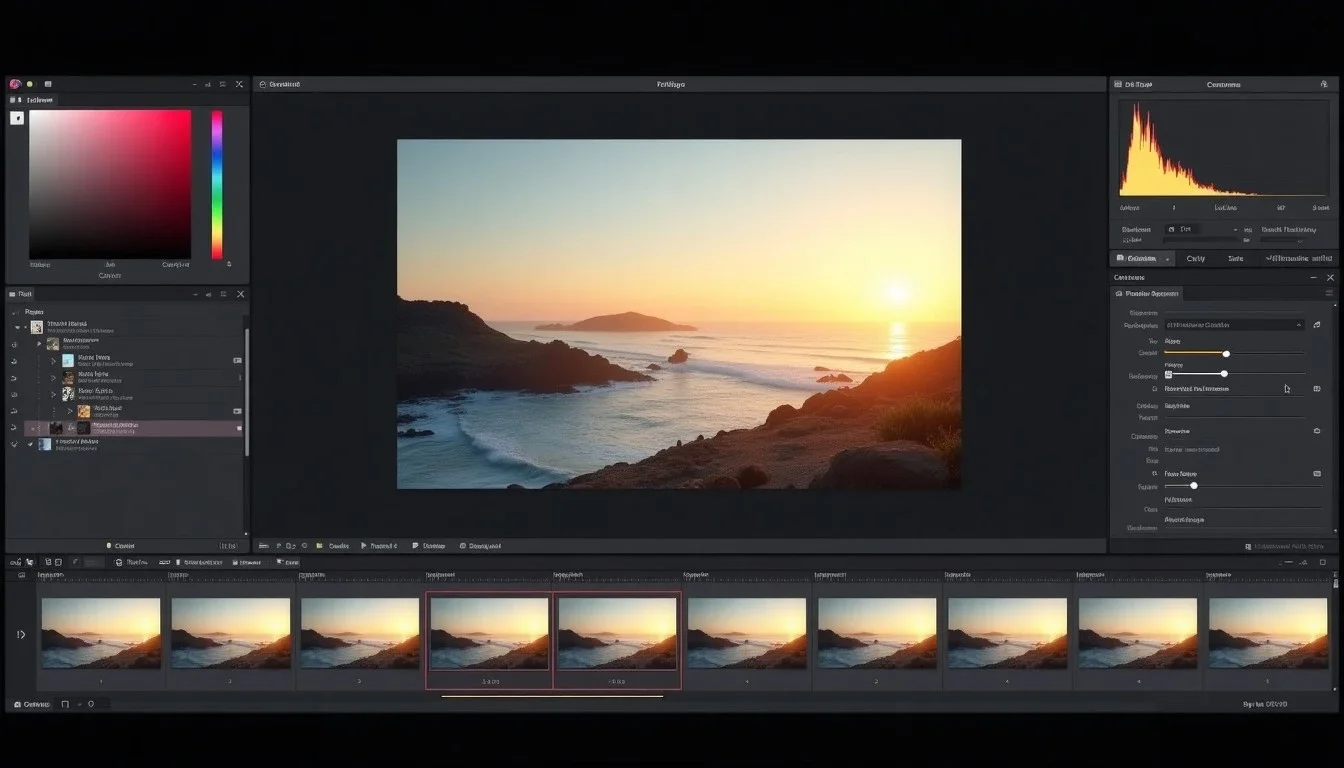 Photo-editing view (illustrative editor screenshot): Creating a photo slideshow: turning images into a video