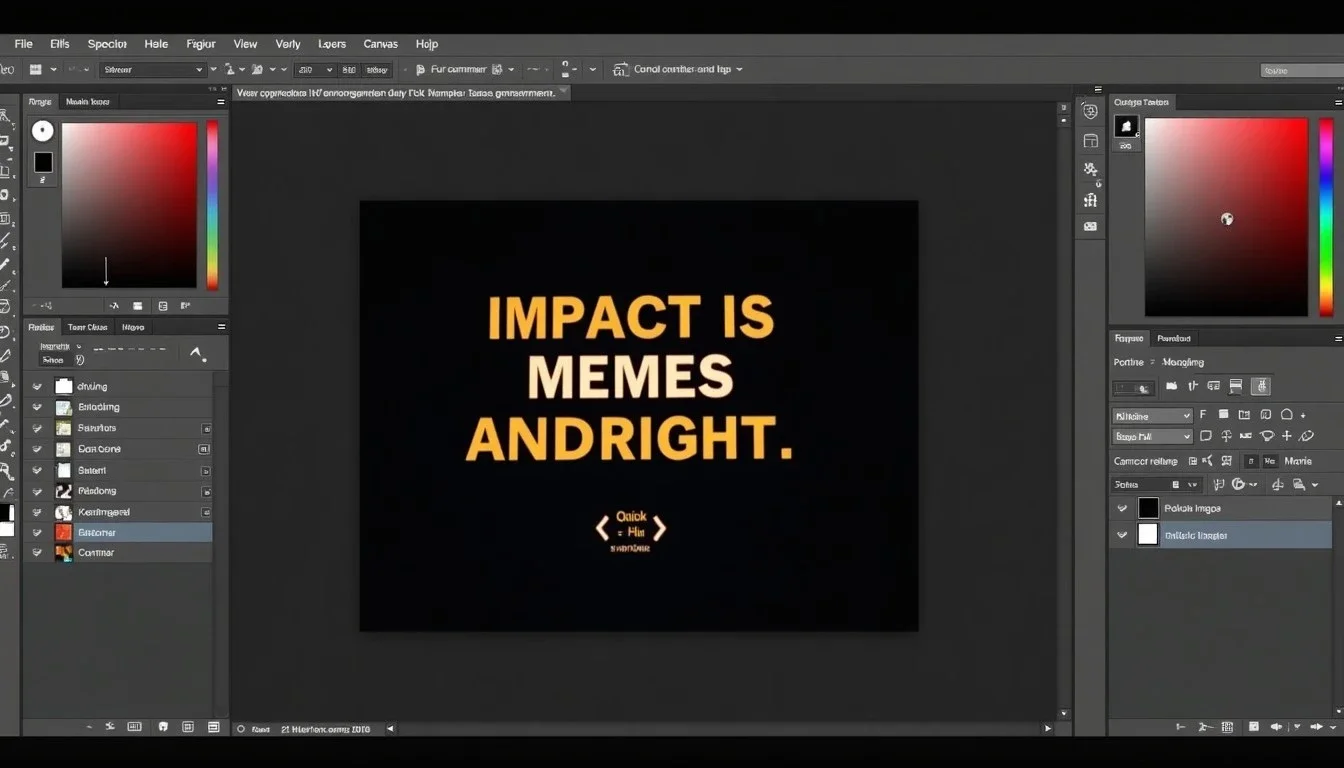 Photo-editing view (illustrative editor screenshot): Making a meme: the classic Impact font, the right format, and the rights question