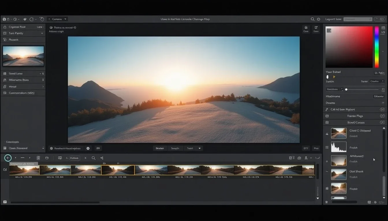 Photo-editing view (illustrative editor screenshot): Panorama photos: the wide shot without ghosts and breaks